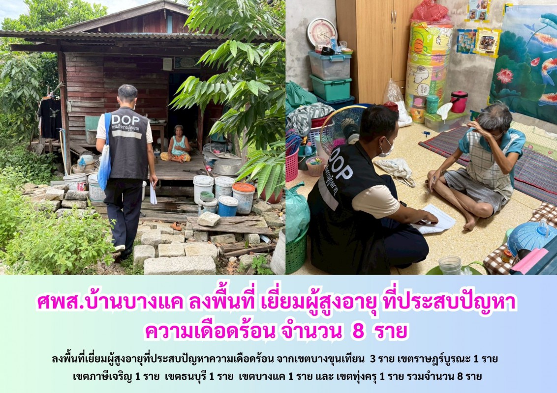 ศพส.บ้านบางแค ลงพื้นที่ เยี่ยมผู้สูงอายุ ที่ประสบปัญหา ความเดือดร้อน จำนวน 8 ราย
