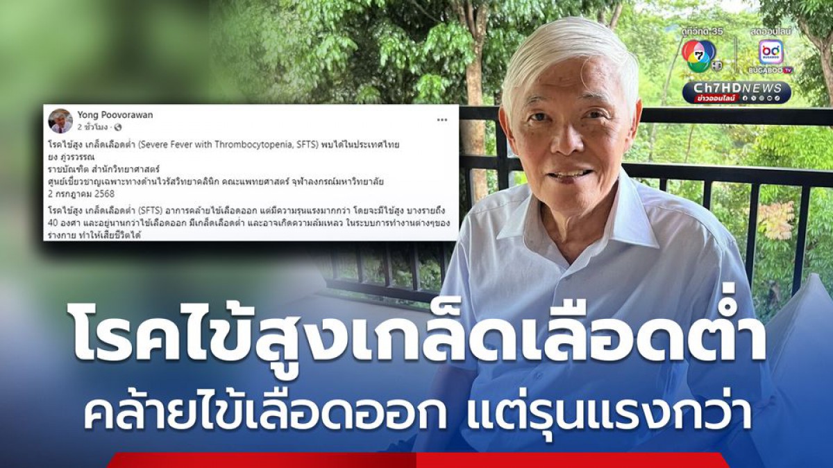 "หมอยง" เผยโรคไข้สูงเกล็ดเลือดต่ำ พบได้ในประเทศไทย คล้ายไข้เลือดออก แต่มีความรุนแรงกว่า